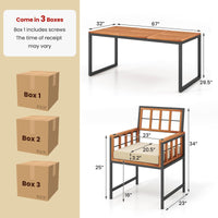 Tangkula 7 Pieces Patio Dining Set, Outdoor Acacia Wood Table and Chairs with Soft Cushions and Umbrella Hole