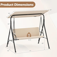 Tangkula 3 Person Porch Swing Outdoor Swing with Removable Cushions