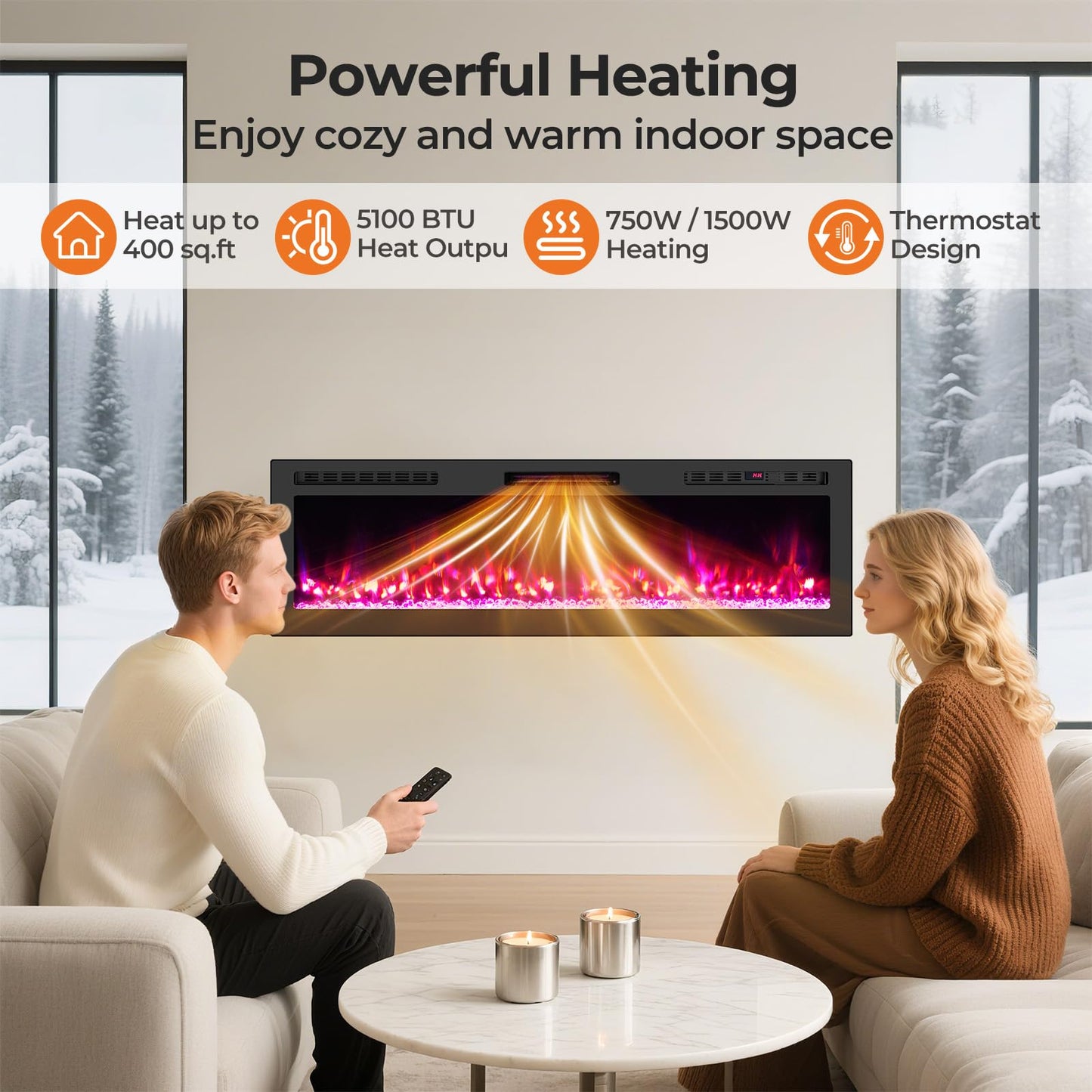 Tangkula 60" Wi-Fi Enabled Electric Fireplace