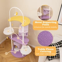 Tangkula Cute Cat Tree, 62 Inch Multi-Level Large Cat Tower with Metal Frame, Moon-Shaped Top Perch