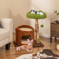 Arbre à chat en bois massif Tangkula avec poteau et tapis à griffer en jute