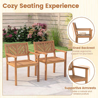 Tangkula Acacia Wood Patio Dining Chairs Set of 2/4 with 400 lbs Capacity