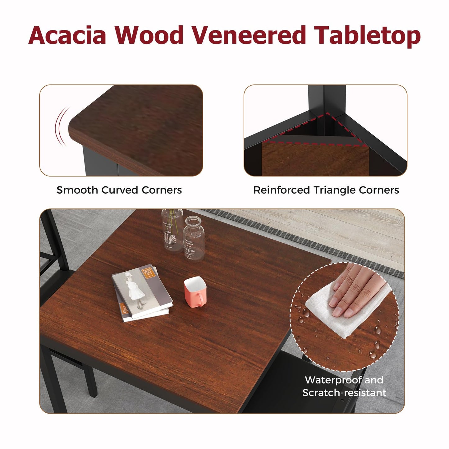 Tangkula Mid-Century Modern Dining Table Set for 2