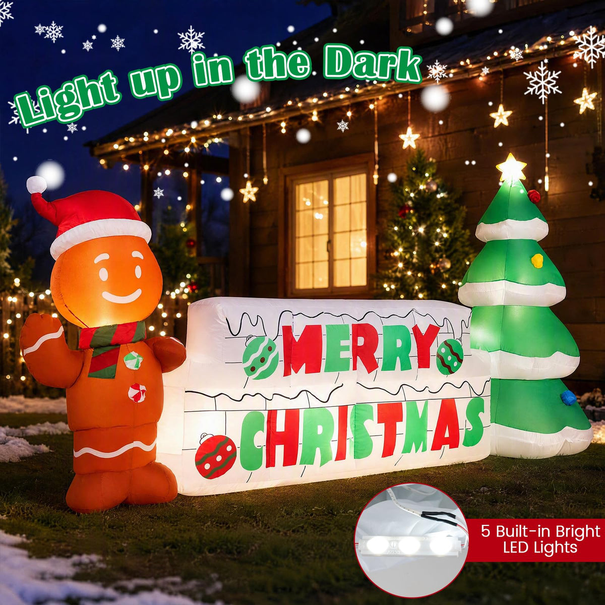 Tangkula 9.5 FT Lighted Inflatable Merry Christmas Sign Outdoor Decoration