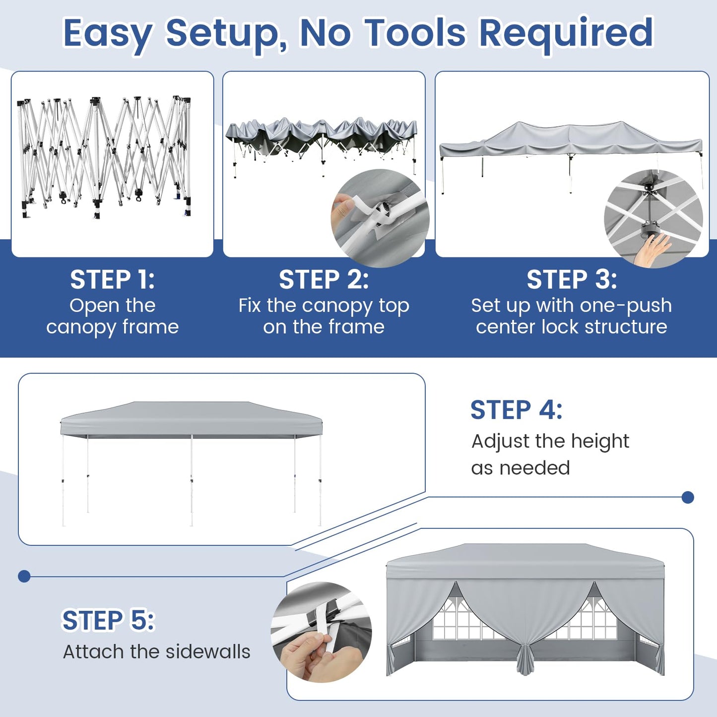 Tangkula 10x20 FT Pop Up Canopy with Center Lock