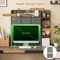 Tangkula Desktop Bookshelf with LED Lights Dorm Desk Hutch