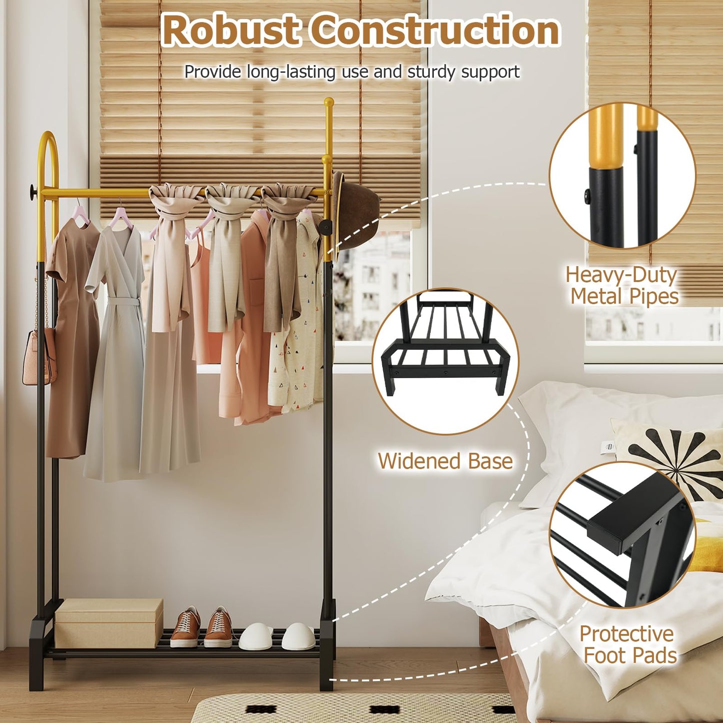 Tangkula Heavy Duty Clothes Rack with Double Hanging Rods