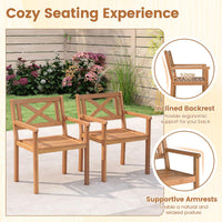 Tangkula Acacia Wood Patio Dining Chairs Set of 2/4
