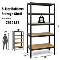 Tangkula 72" Storage Shelves, Heavy Duty Steel Frame 5-Tier Garage Shelf