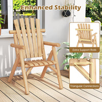 Tangkula Log Wood Patio Chair with Slatted Backrest