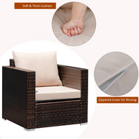Tangkula 3 Pieces Patio Furniture Set, Outdoor Conversation Rattan Furniture Set