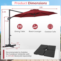 Tangkula 10ft Patio Umbrella Offset Cantilever Outdoor Umbrella(10 x 10 x 8.3 ft)