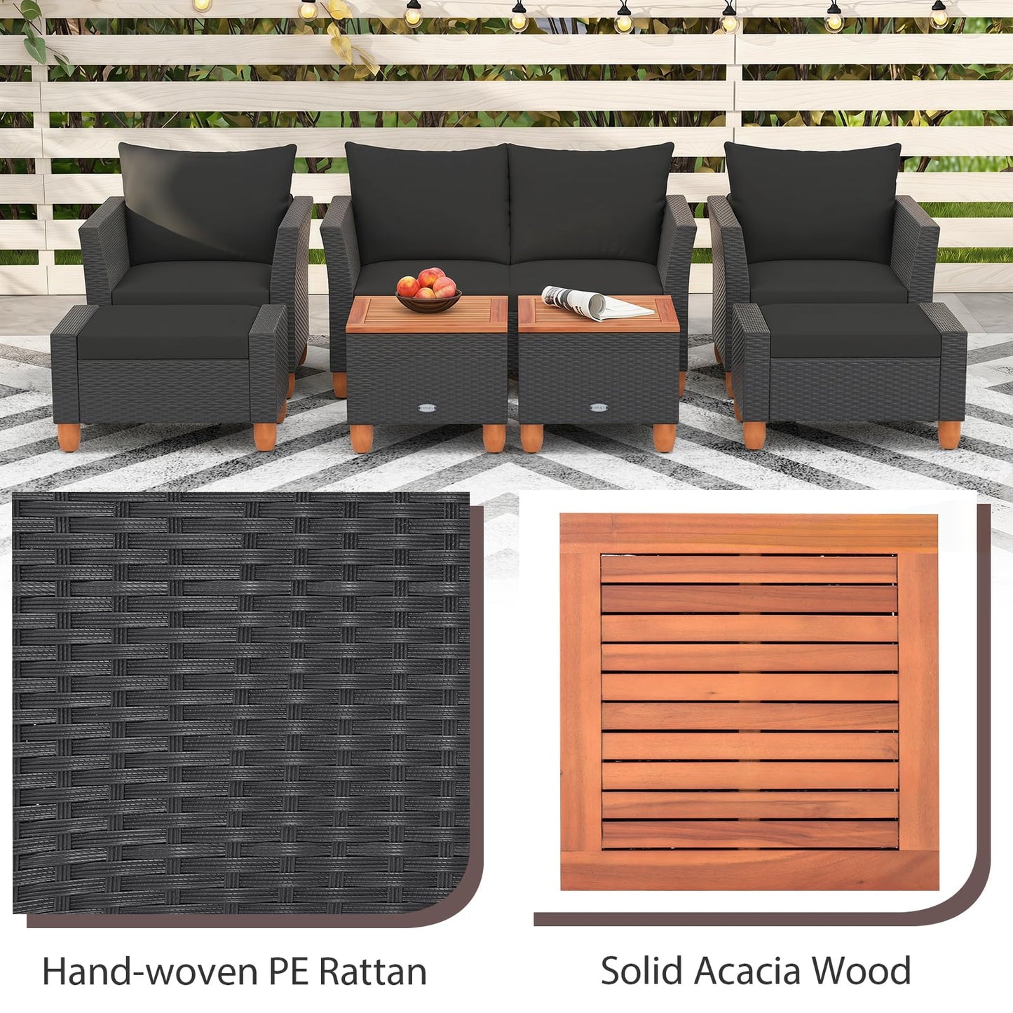 Tangkula 7 Pieces Patio Furniture Set with Loveseat