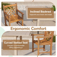 Tangkula Teak Wood Patio Dining Chair
