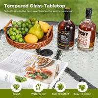 Tangkula Patio Round Glass Dining Table with 1.57" Umbrella Hole