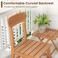 Tangkula Patio Teak Wood Chair Wooden Armless Dining Chair