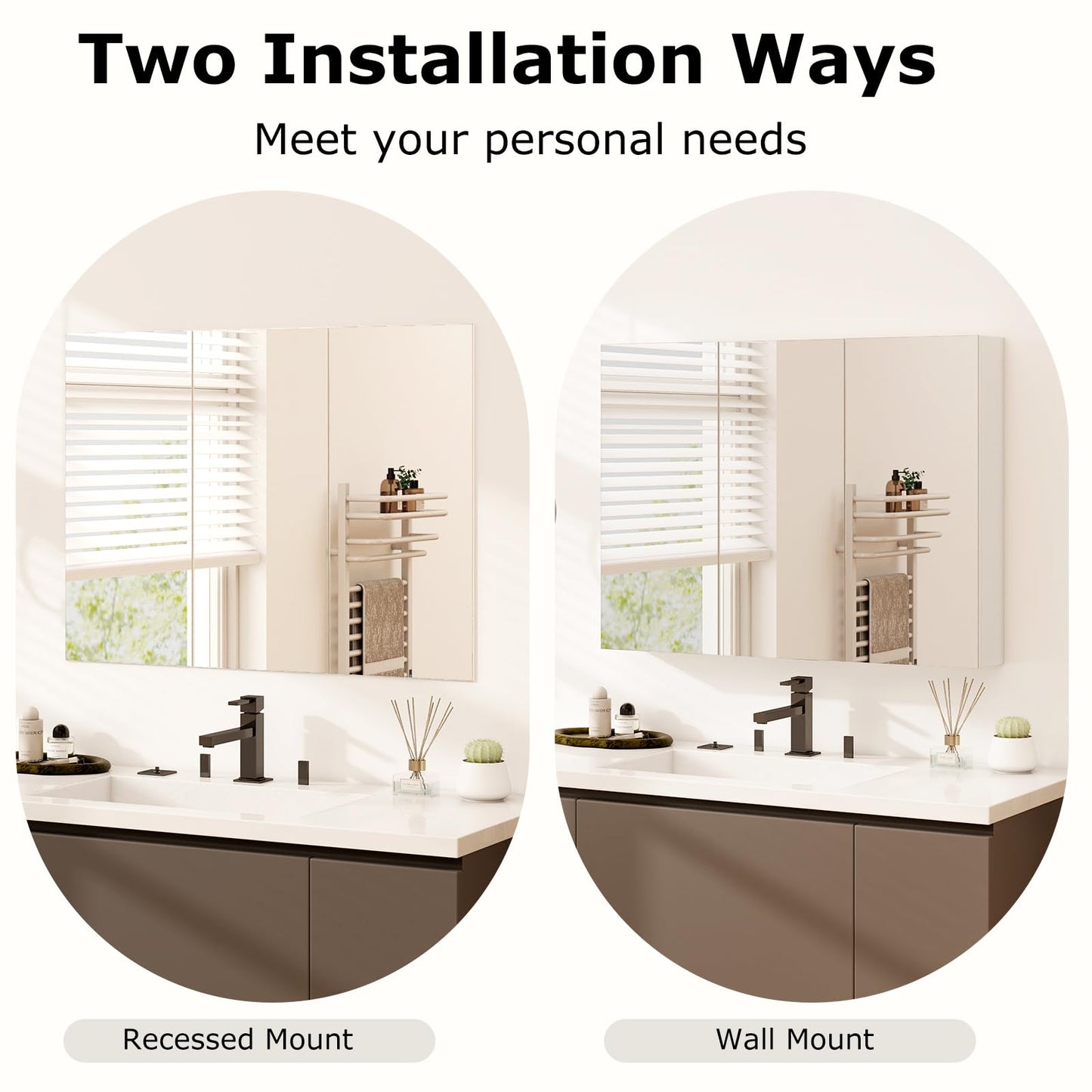 Tangkula 36" Wide Wall Mount Mirrored Bathroom Medicine Cabinet Storage 3 Mirror Door