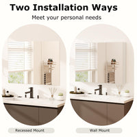 Tangkula 36" Wide Wall Mount Mirrored Bathroom Medicine Cabinet Storage 3 Mirror Door