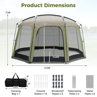 Tangkula 12.5' x 11.7' Screen House Tent for Garden and Outdoor Activities