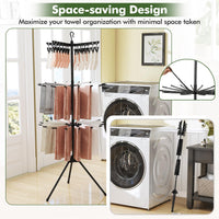 Tangkula 70"H 3-Tier Portable and Foldable Drying Rack with 32 Rods