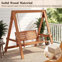 Tangkula 2-Seater Wood Porch Swing with Stand