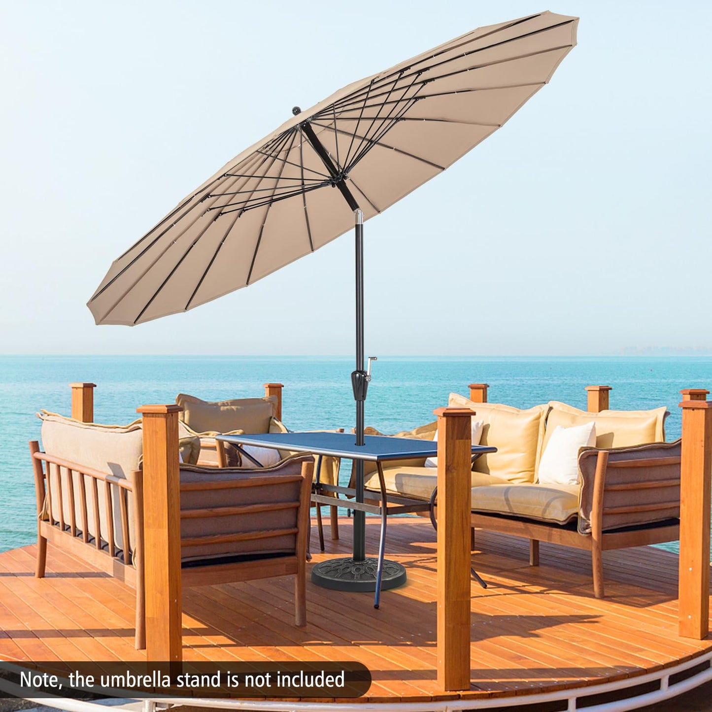 Tangkula 9FT Round Patio Umbrella, Outdoor Market Umbrella with 18 Fiberglass Ribs