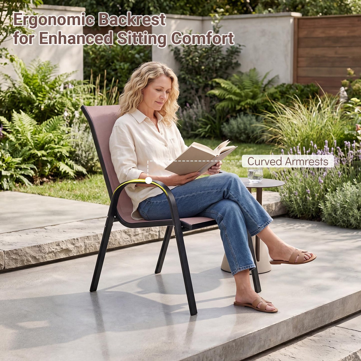 Tangkula Stackable Patio Dining Chairs Set of 4