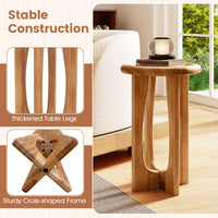 Table d'appoint Tangkula 14" en acajou avec plateau rond et pieds croisés en bois massif