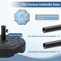 Tangkula Fillable Umbrella Base Stand Water & Sand Filled 102 lbs Heavy Duty Patio Umbrella