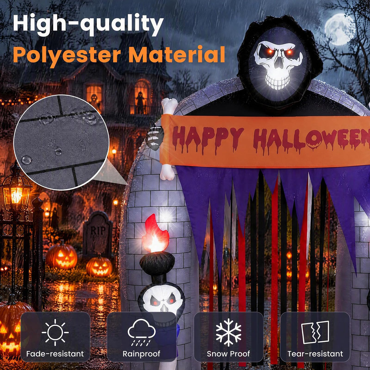 Tangkula 8.5 FT Halloween Inflatable Grim Reaper Archway with 2 Candles
