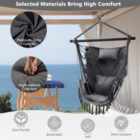 Tangkula Hammock Chair Hanging Rope Swing with Head Pillow