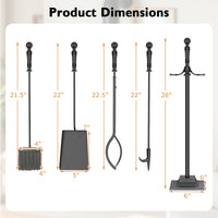 Tangkula Lot de 4 outils de cheminée intérieur/extérieur avec tisonnier