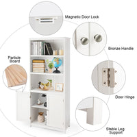 Tangkula Bookcase with Doors, 3 Tier Open Book Shelving