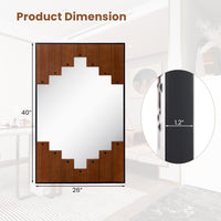 Miroir mural rectangulaire décoratif Tangkula, grand miroir mural de 37,5" x 26,5" avec cadre en forme de touches de piano, crochet bidirectionnel