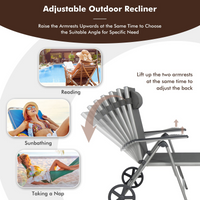 Tangkula Outdoor Aluminum Chaise Lounge Chair with Wheels