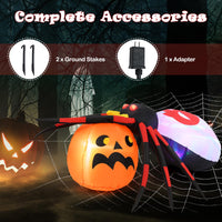 Tangkula 5 FT Halloween Inflatable Spider with Pumpkin, LED Lighted Halloween Decoration with Colorful Rotating Light