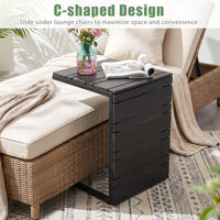 Tangkula C-Shaped Side Table with Wood Plastic Tabletop(1/2)
