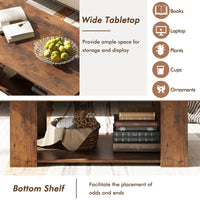 Tangkula 2-Tier Coffee Table, Modern Rectangular Center Cocktail Table with 5 Support Legs