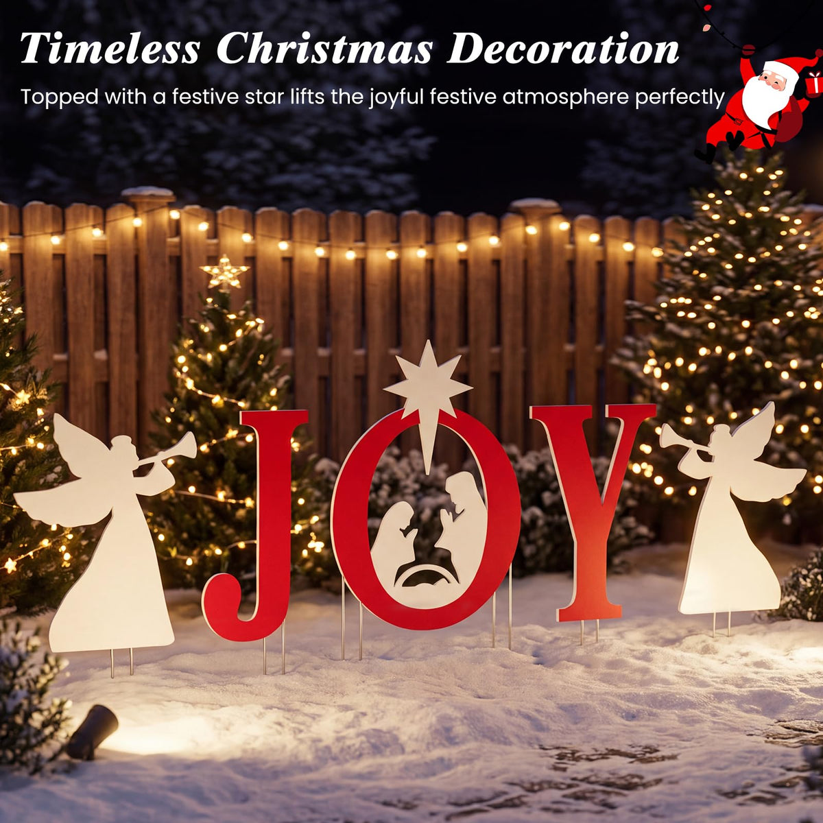 Tangkula 5 Pieces Outdoor Christmas Joy & Angels Nativity Yard Signs Set