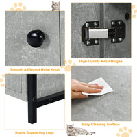 Tangkula Cat Litter Box Enclosure 2 in 1 Hidden Washroom & Nightstand With 2 Tier Storage Shelf
