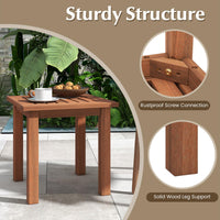 Tangkula Square Outdoor Side Table w/Slatted Tabletop