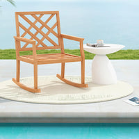 Tangkula Teak Wood Rocking Chair, Oversized Porch Rocker with Backrest and Slatted Seat (1/2, 32 x 28 x 35 Inch)