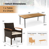 Tangkula 9 Pieces Patio Wicker Dining Set