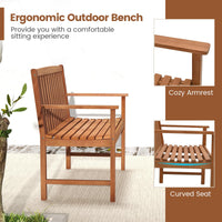 Tangkula Outdoor Garden Bench 2-Person Eucalyptus Wood Bench
