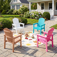 Chaise Adirondack d'extérieur Tangkula avec dossier haut et accoudoirs larges pour terrasse ou piscine