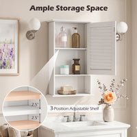 Tangkula Wall Mounted Bathroom Cabinet Single Door Wooden Bathroom Wall Cabinet with Adjustable Shelf