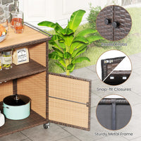 Meuble de rangement d'extérieur Tangkula en rotin avec comptoir en bois d'acacia
