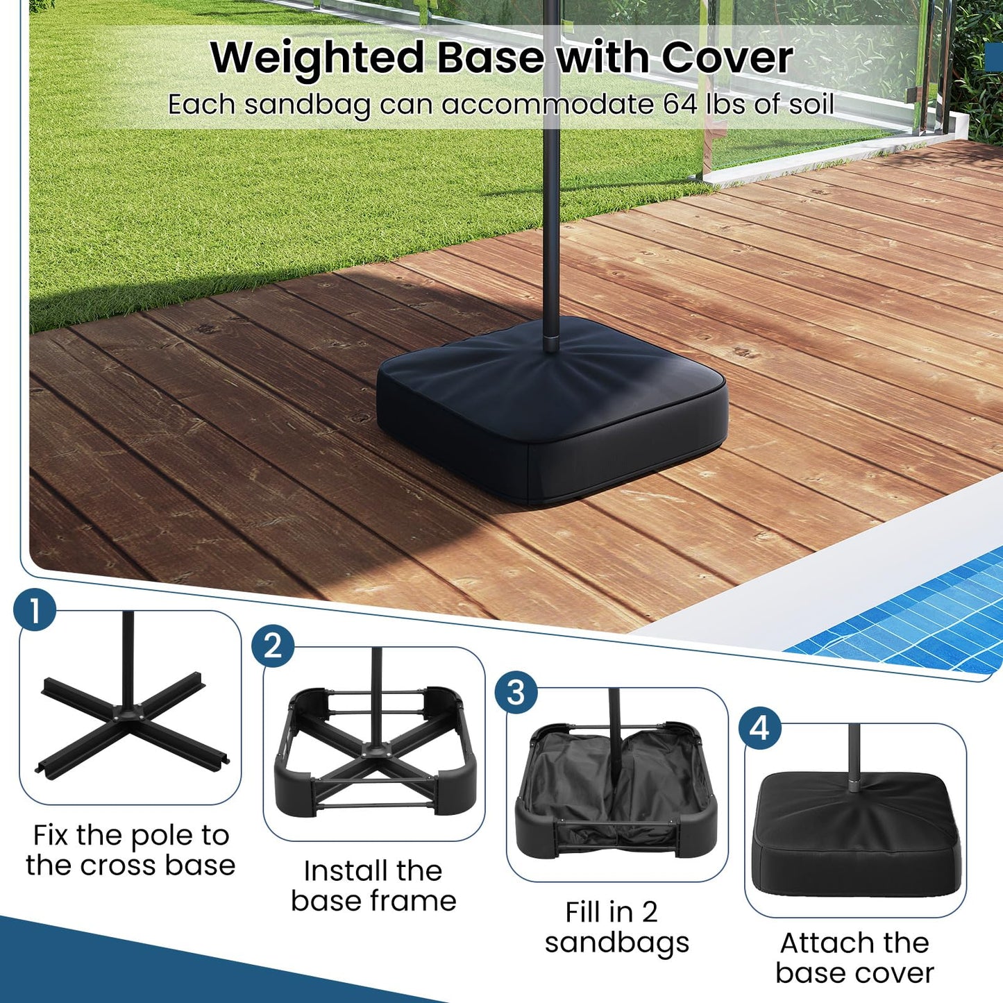 Tangkula 13FT Double-sided Patio Umbrella with Solar Lights