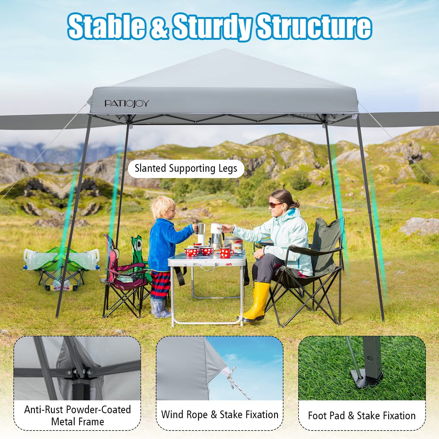 10x10 ft Pop Up Canopy with Dual Awnings - Tangkula