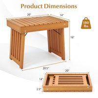 Tangkula Table d'appoint pliable pour patio, Table basse d'extérieur pliable en bois d'acacia avec plateau à lattes